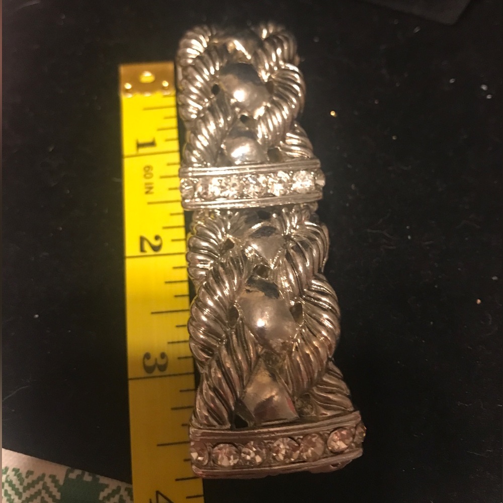 Vintage Silvertone Solid Weaved And Rhinestone St… - image 3